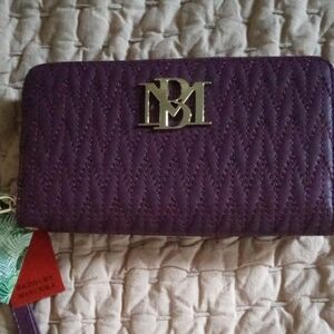 Badgley Mischka Plum Quilted Wallet